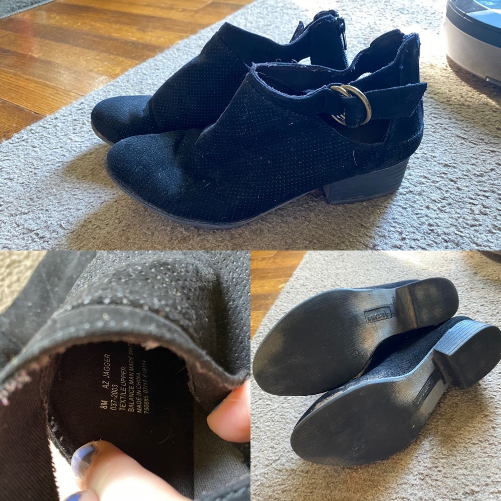 Black Buckle Bootie with Back Zipper